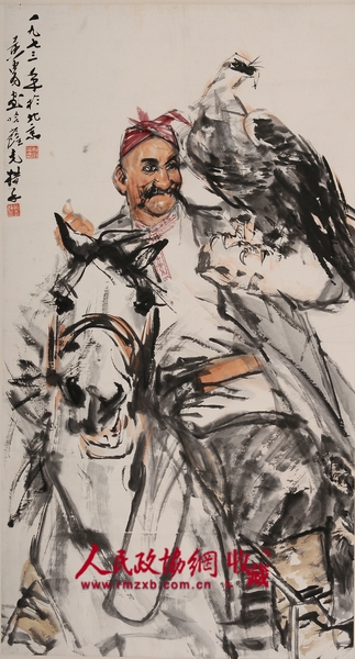 6黃胄 哈薩克獵手尺寸123×67cm