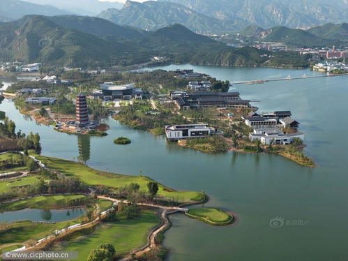 北京懷柔雁棲湖湖心島APEC峰會場館。