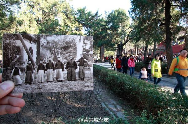 1924年，溥儀、潤良、毓崇、溥杰、潤麒等人在御花園。