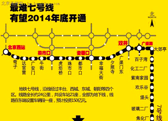 北京地鐵7號線線路圖-新票價與軌交新線開通同步實(shí)施2