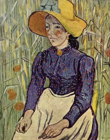 　　《麥前的農(nóng)婦》(Peasant Woman Against a Background of Wheat，1890)