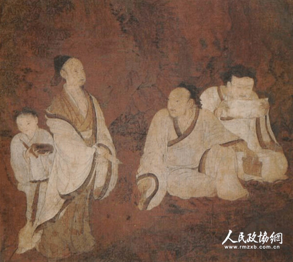 隋展子虔《授經(jīng)圖》  臺北故宮博物院藏_副本