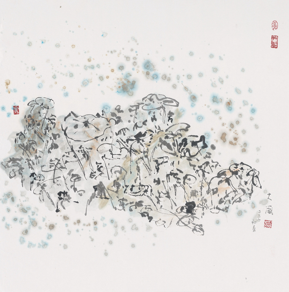 19.邵大箴《山水》水墨2016年初春，69cmx69cm