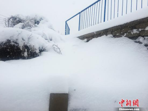 11月21日，河北承德持續(xù)降雪，過程雪量達到中到大雪，甚至暴雪。承德發(fā)布暴雪黃色預(yù)警。圖為厚厚的積雪。孫超 攝