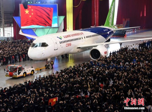 資料圖：中國(guó)自主研制的C919大型客機(jī)。<a target='_blank' href='http://www.chinanews.com/'>中新社</a>記者 孫自法 攝