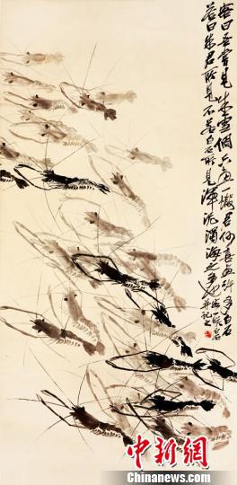 齊白石畫作《眾蝦上游圖》 李自健美術(shù)館供圖