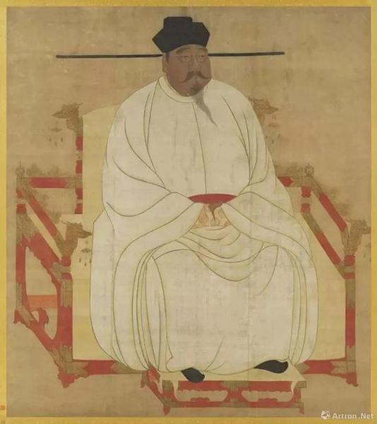 （傳）王靄《宋太祖坐像》絹本、設(shè)色，縱191cm橫：169.7cm，現(xiàn)藏臺(tái)北故宮博物院