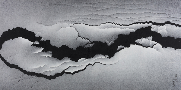 仇德樹，裂變 - 太和，122×244cm，宣紙、丙烯、畫布，2008