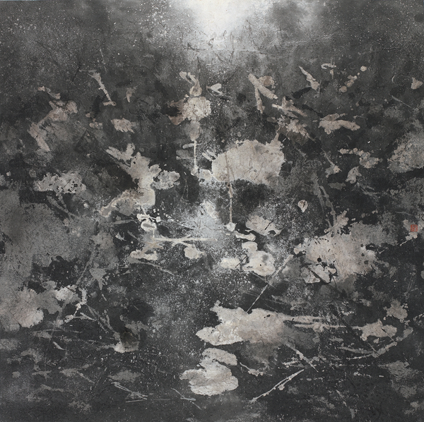 陸春濤，荷塘·2014No.105，97×97cm，紙本水墨設(shè)色，2014