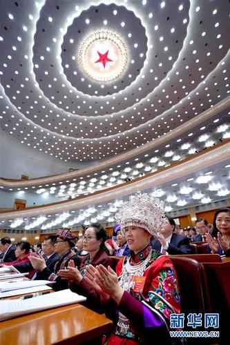 3月8日，十三屆全國人大二次會議在北京人民大會堂舉行第二次全體會議。新華社記者 王毓國 攝