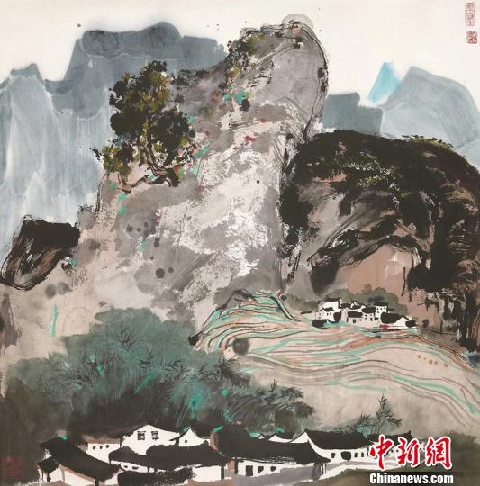 吳冠中的中國畫《山水》，中國國家畫院藏 主辦方供圖